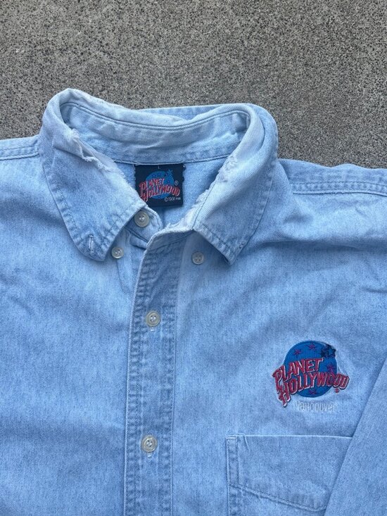 planet hollywood Other - Vintage 90s Planet Hollywood Vancouver Denim Button-Down Shirt